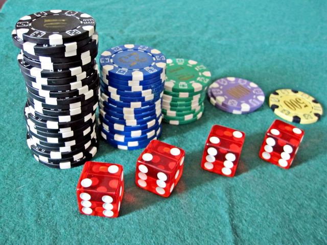 Dice on a casino table